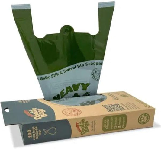 HEAVY Dootie Bags with EZ Tie Handles. Clean and Convenient for Pet Dog Poop, Cat Litter. Multi-Use. Great for Swivel Bin and Scoopers. Made with Cornstarch. Strong, Leakproof and Very Large
