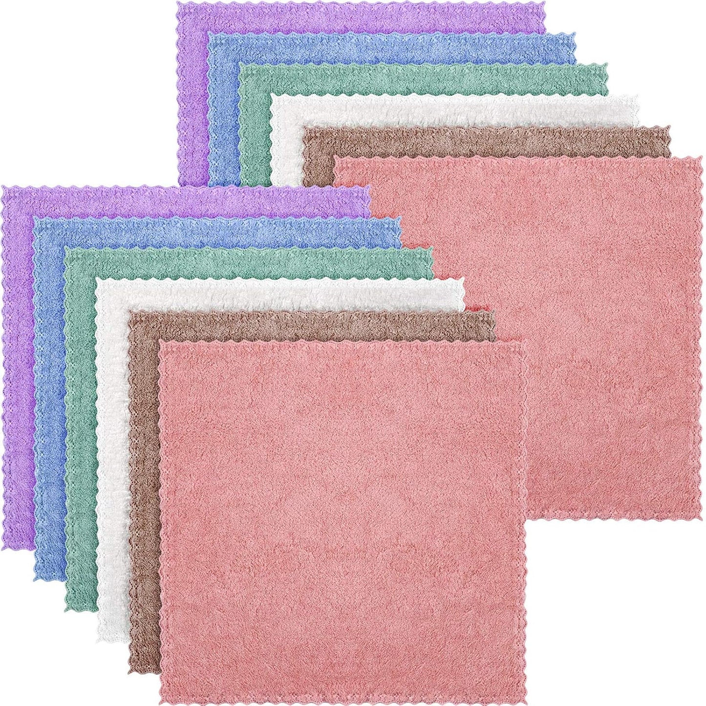 12 Pieces Face Wash Cloth 12 X 12 in Makeup Remover Cloths Towel Coral Velvet Facial Microfiber Soft Fast Drying Facial Cleansing Towel for Face(Beige, Blue, Purple, Brown, Green, Pink)