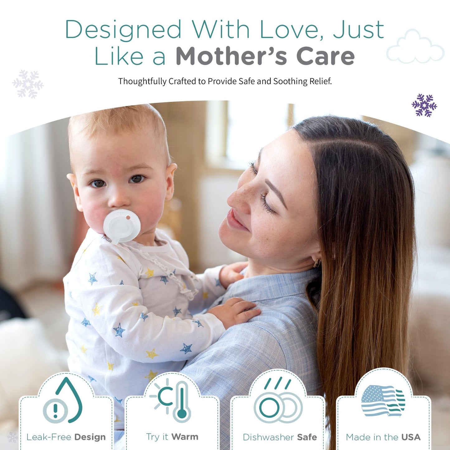 Freezable Pacifier for Baby Teething Relief - Safe Infant Teether with Coolin...