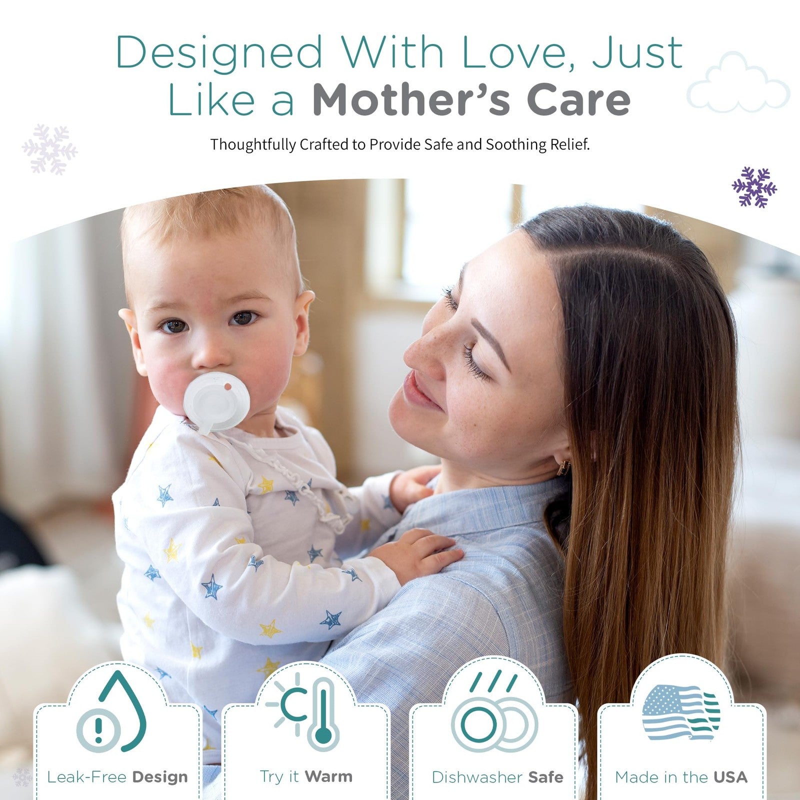 Freezable Pacifier for Baby Teething Relief - Safe Infant Teether with Coolin...