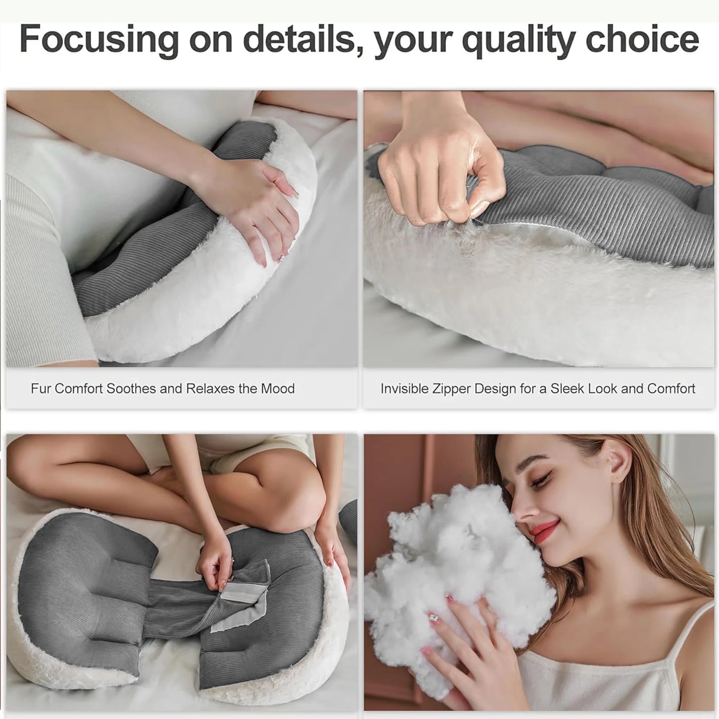 Pregnancy Pillow for Sleeping, W Shaped Maternity Pillow for Side Sleeper, Support for Back, Belly, Hips for Pregnant Women, Adjustable Travel Wedge Pillow, Gray