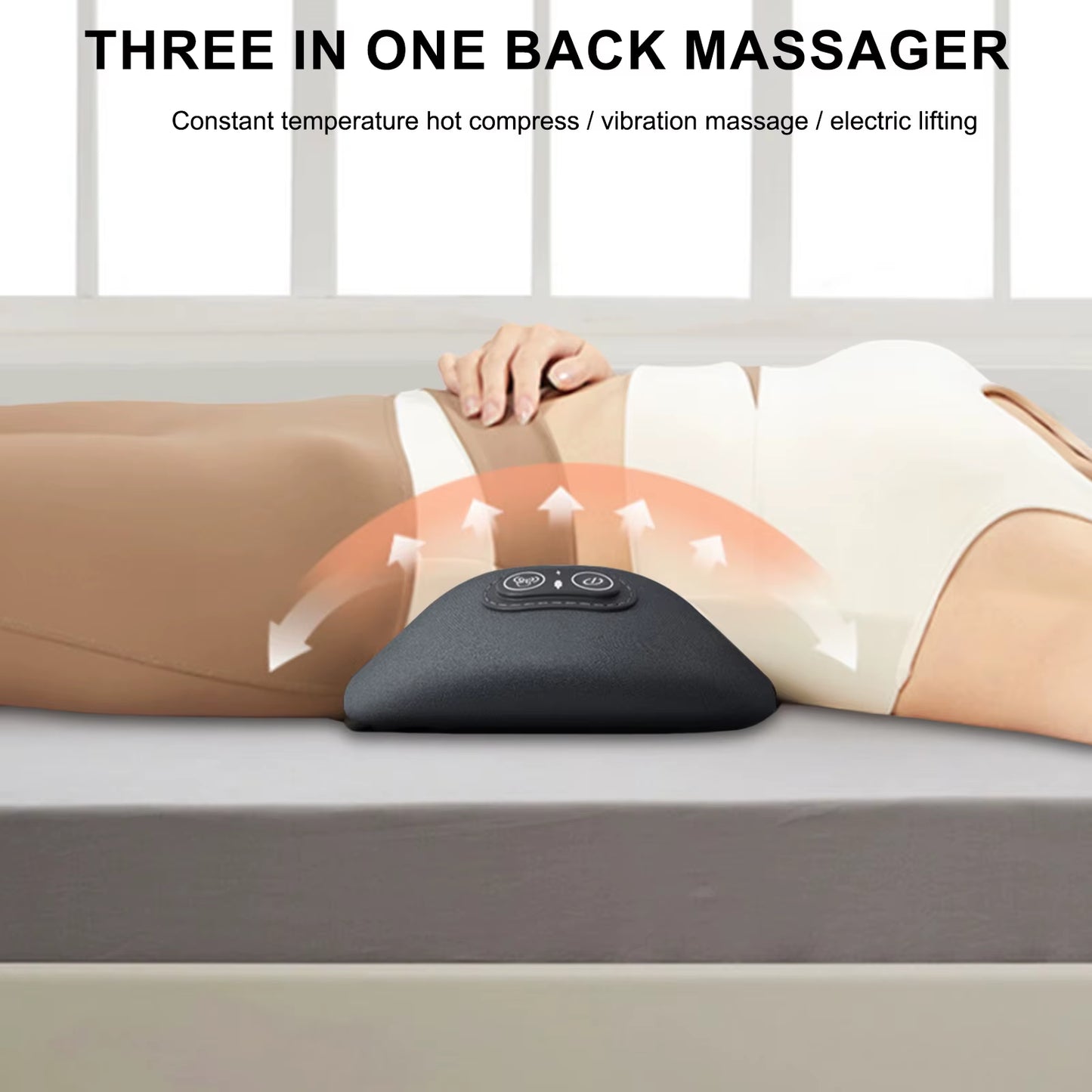 3 in 1 Electric Lumbar Support Pillow with Adjustable Height Back Massager with Heat Back Support Pillow for Lower Back