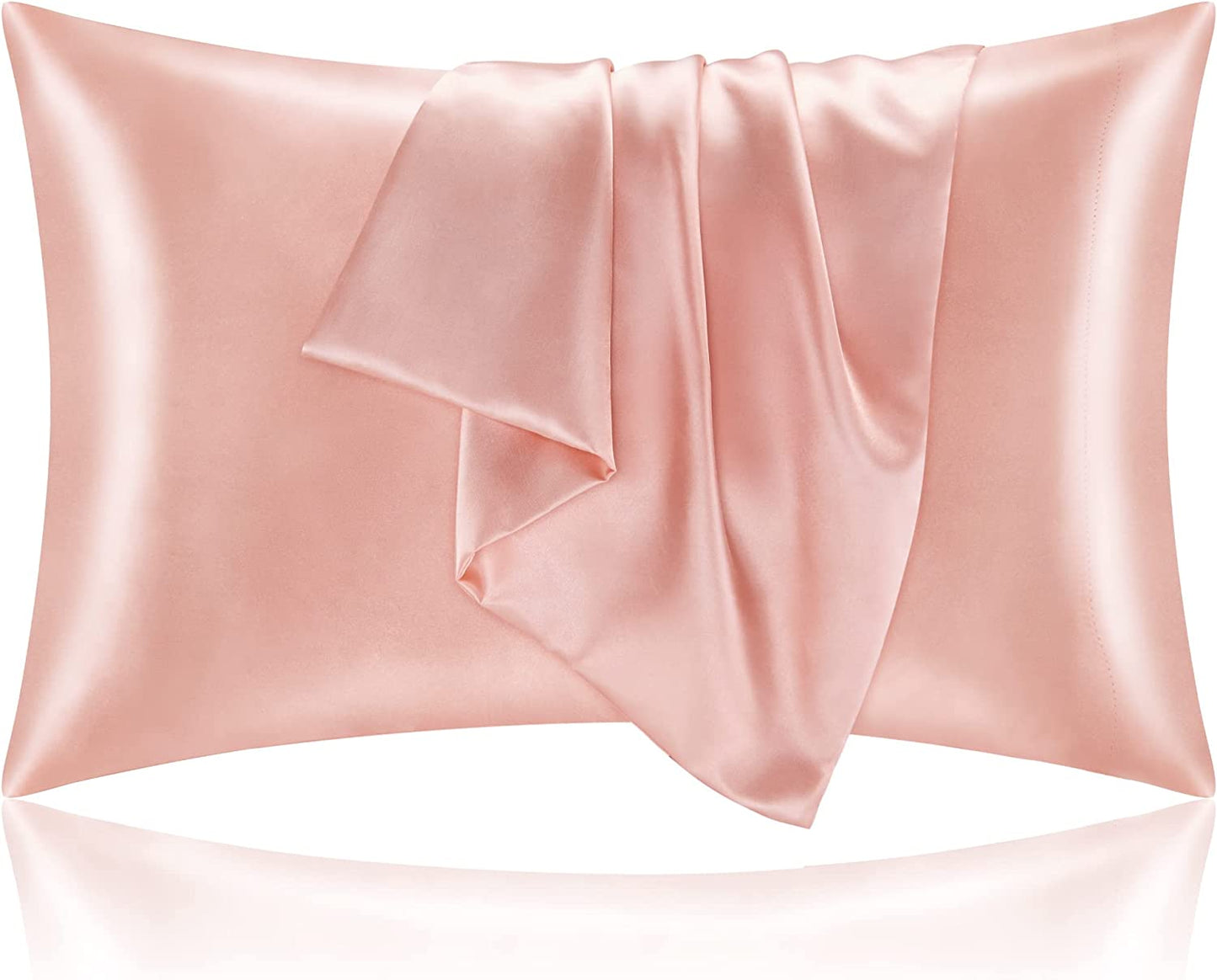 Satin Pillowcase for Hair and Skin, Super Soft and Cooling Similar to Silk Pillow Cases 2 Pack with Envelope Closure, Gift for Women Men(20"X26" Standard Size, Coral)