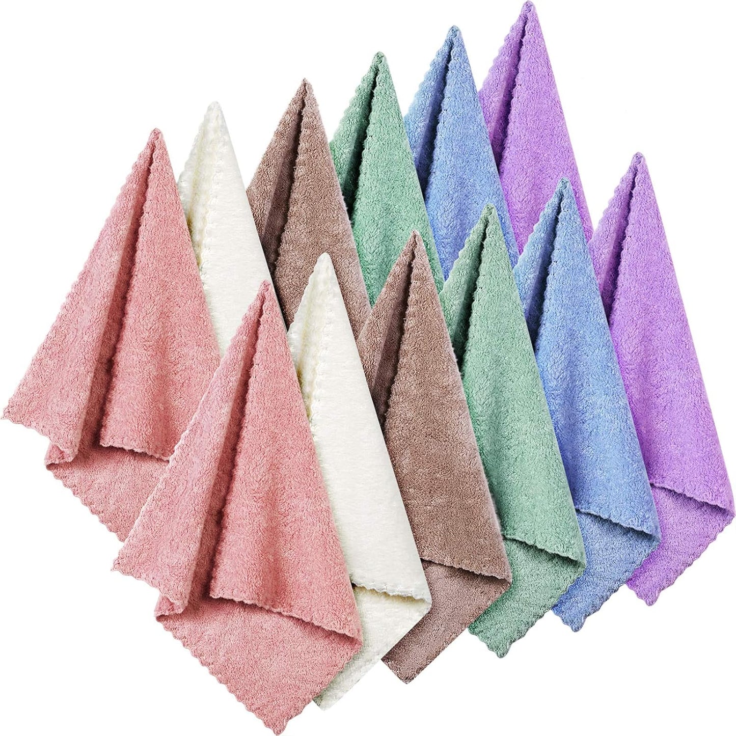 12 Pieces Face Wash Cloth 12 X 12 in Makeup Remover Cloths Towel Coral Velvet Facial Microfiber Soft Fast Drying Facial Cleansing Towel for Face(Beige, Blue, Purple, Brown, Green, Pink)