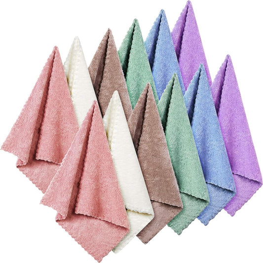 12 Pieces Face Wash Cloth 12 X 12 in Makeup Remover Cloths Towel Coral Velvet Facial Microfiber Soft Fast Drying Facial Cleansing Towel for Face(Beige, Blue, Purple, Brown, Green, Pink)