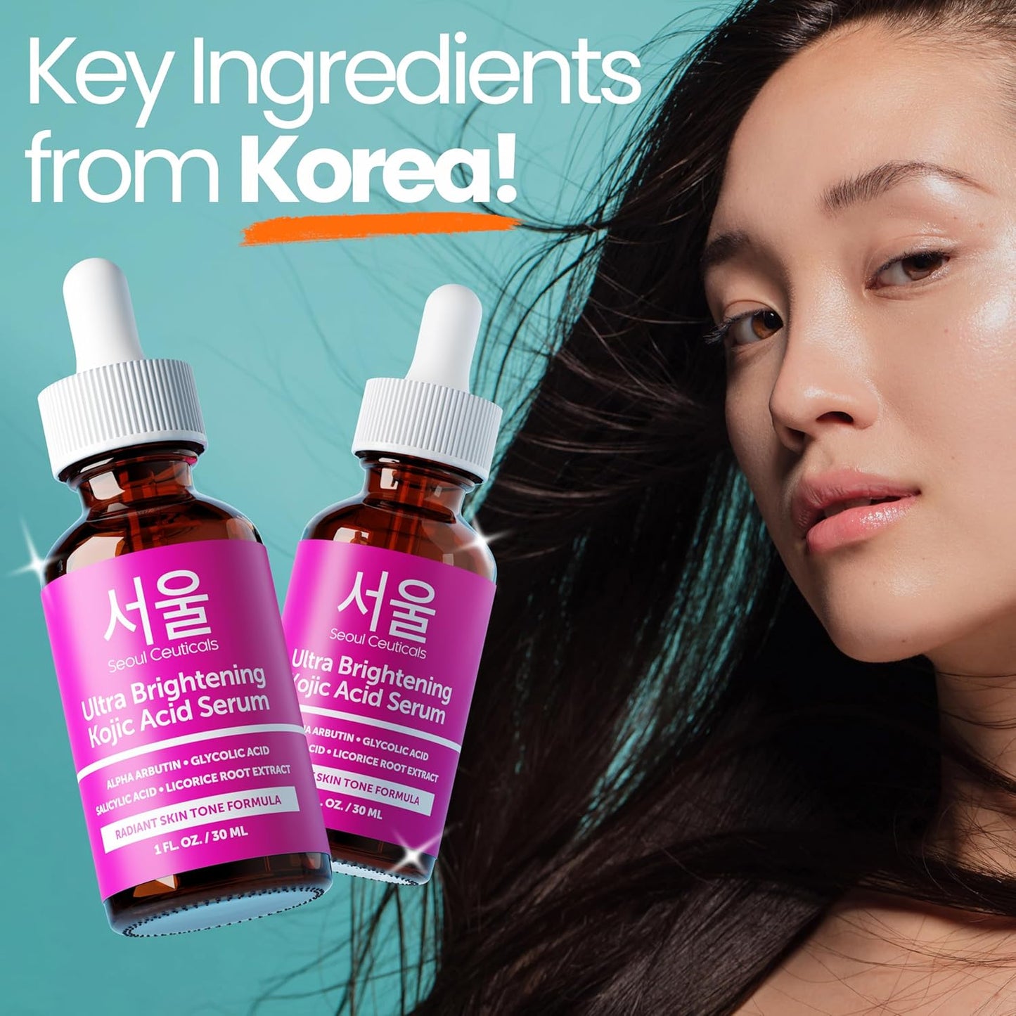Korean Skin Care Kojic Acid Serum Alpha Arbutin – Dark Spot Remover Corrector Glycolic Acid + Salicylic Acid K Beauty 1Oz