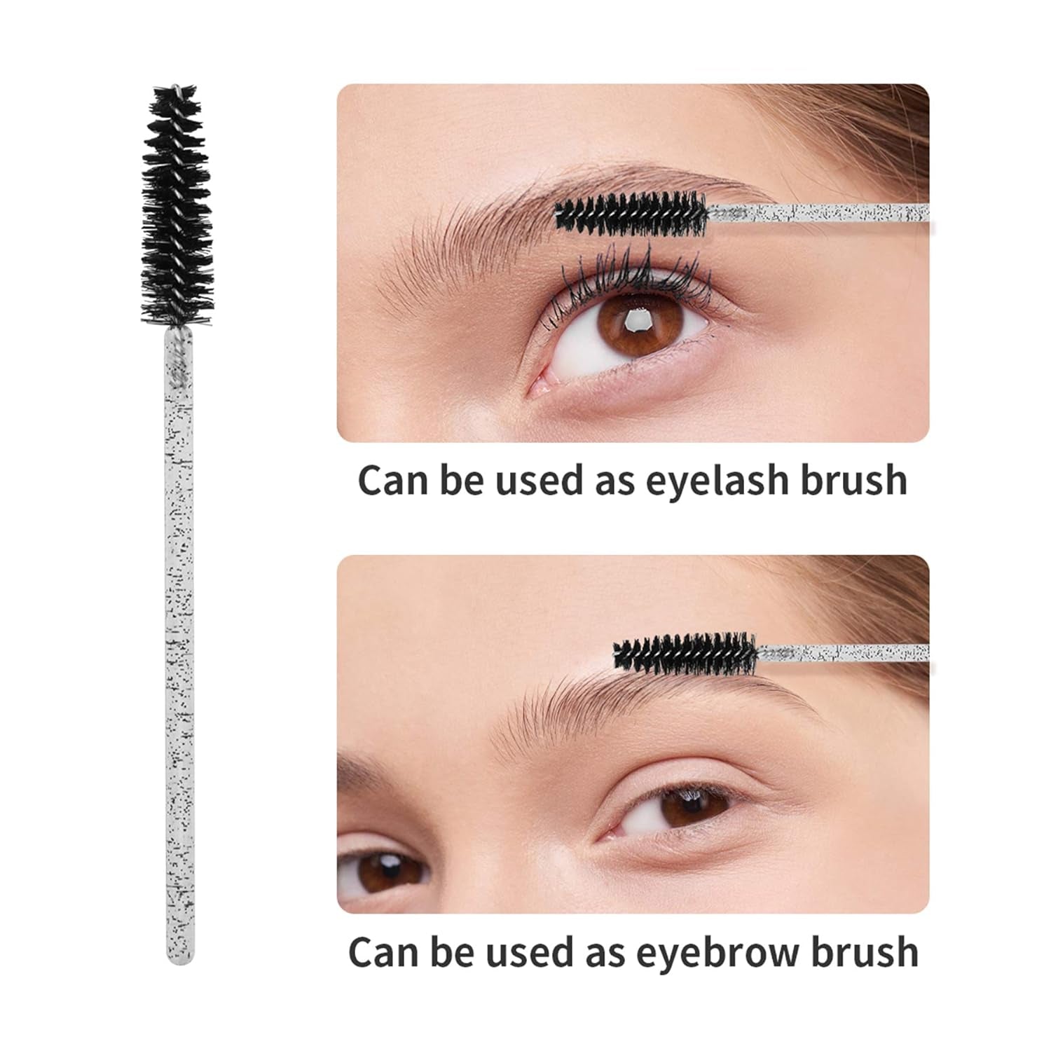 200PCS Spoolie Eyelash Brush - Disposable Mascara Brush Wand for Lashes, Eyebrow Eyelash Extension Supplies (Black)