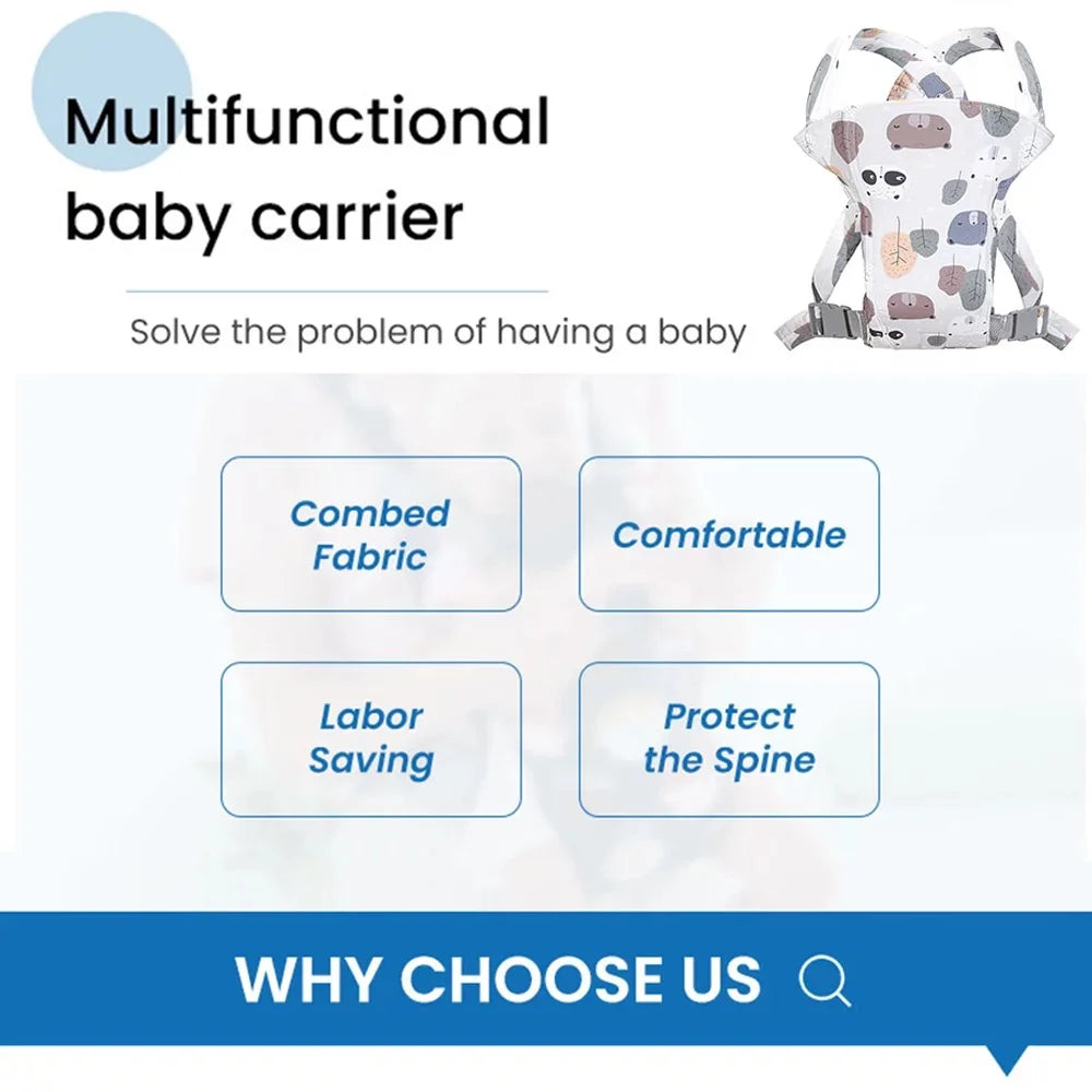 4 in 1 Baby Carrier,Ergonomic Infant Carrier Backpack,Breathable Front Back Carrying Wrap Seat for Newborn Toddlers up to 33 Lbs,Colorful