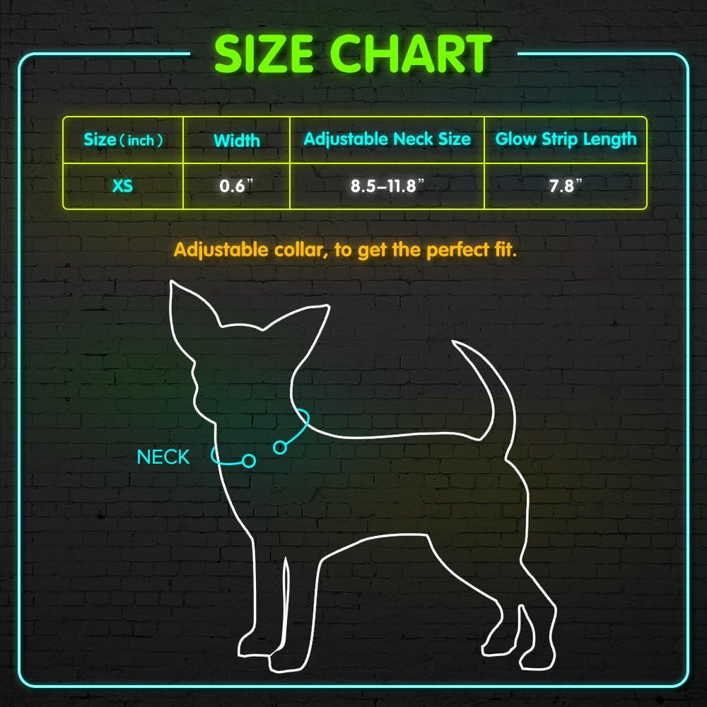 Light up Dog Collar, Rechargeable LED Dog Collar Glow in the Dark Cat Collar Reflective Puppy Collar Safety Dog Lights for Night Walking (Pink, XS)