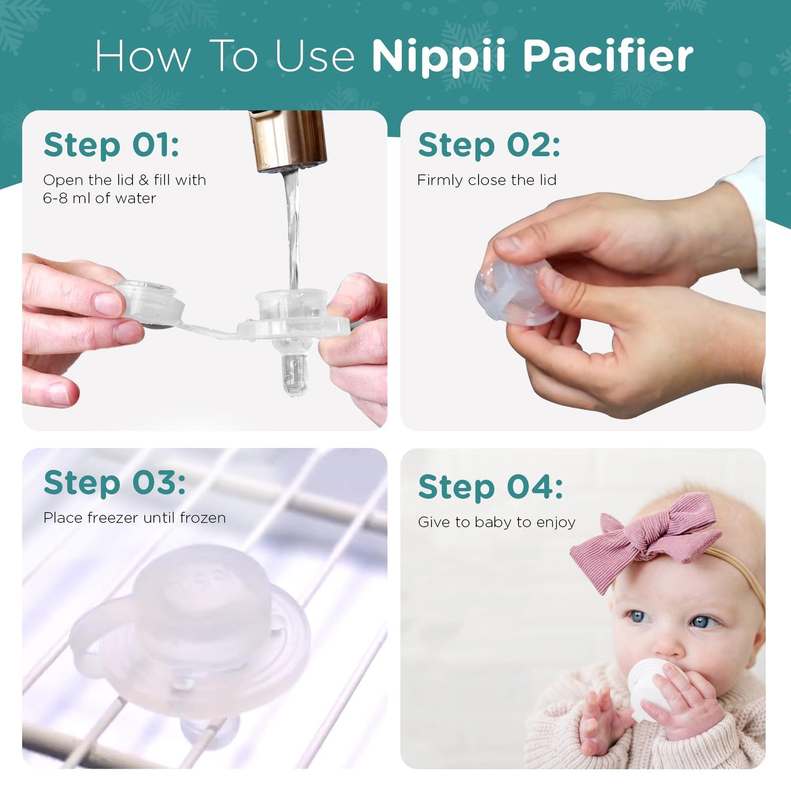 Freezable Pacifier for Baby Teething Relief - Safe Infant Teether with Coolin...