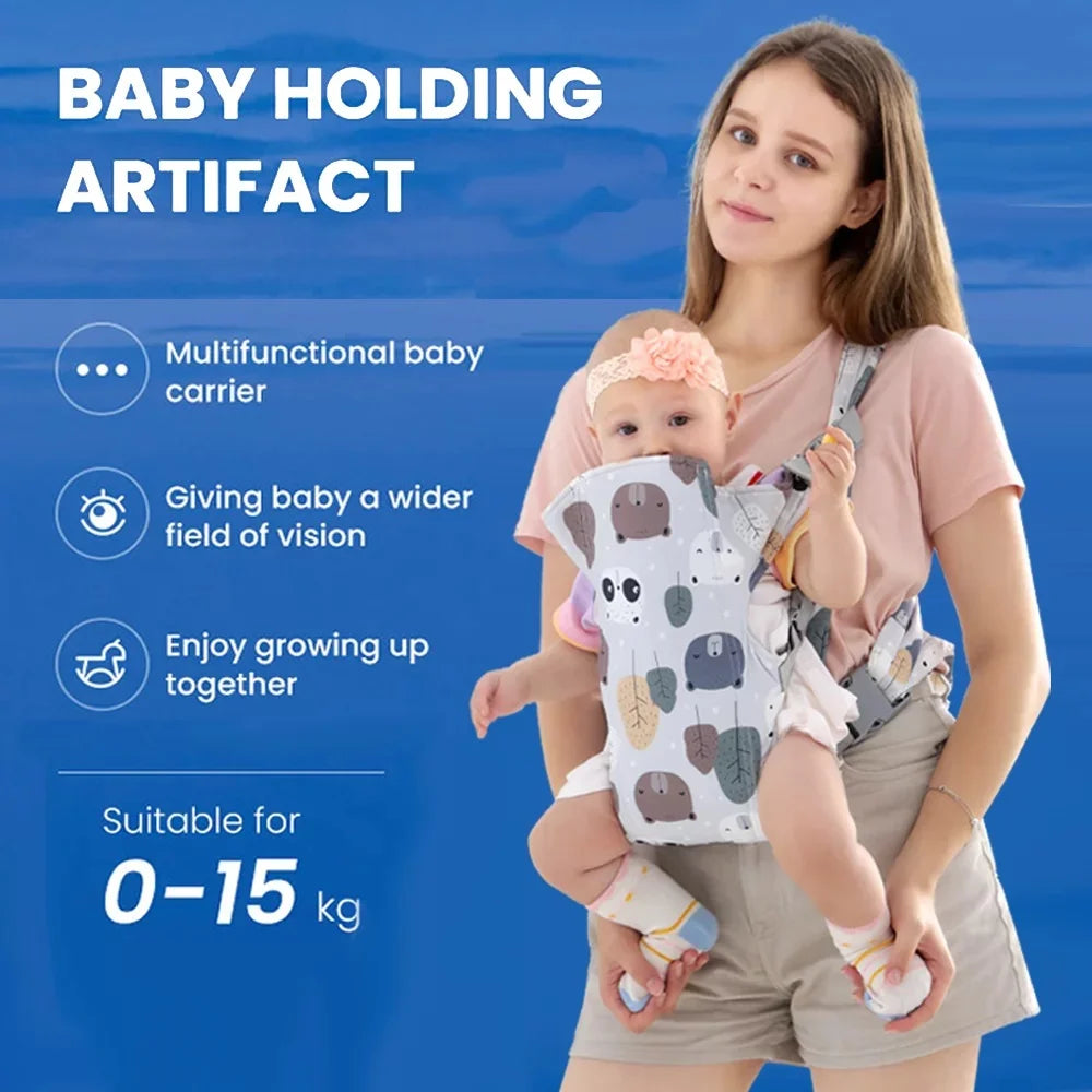 4 in 1 Baby Carrier,Ergonomic Infant Carrier Backpack,Breathable Front Back Carrying Wrap Seat for Newborn Toddlers up to 33 Lbs,Colorful