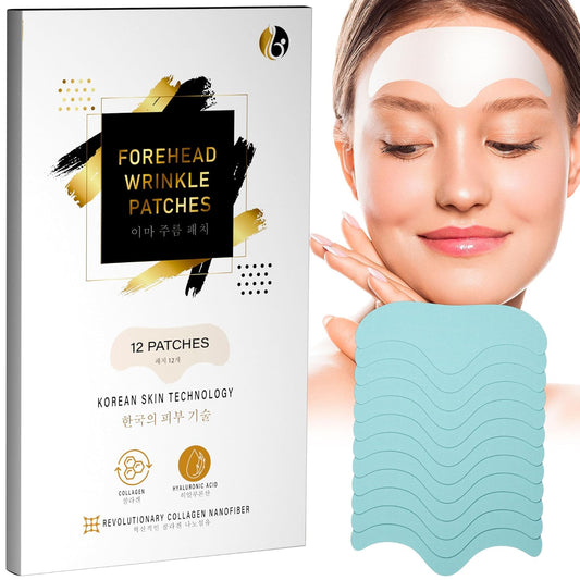 Forehead Wrinkle Patches 12Pcs - anti Wrinkle Patch with Marine Collagen and Hyaluronic Acid - Forehead Wrinkle Treatment - Skin Technology from Korea