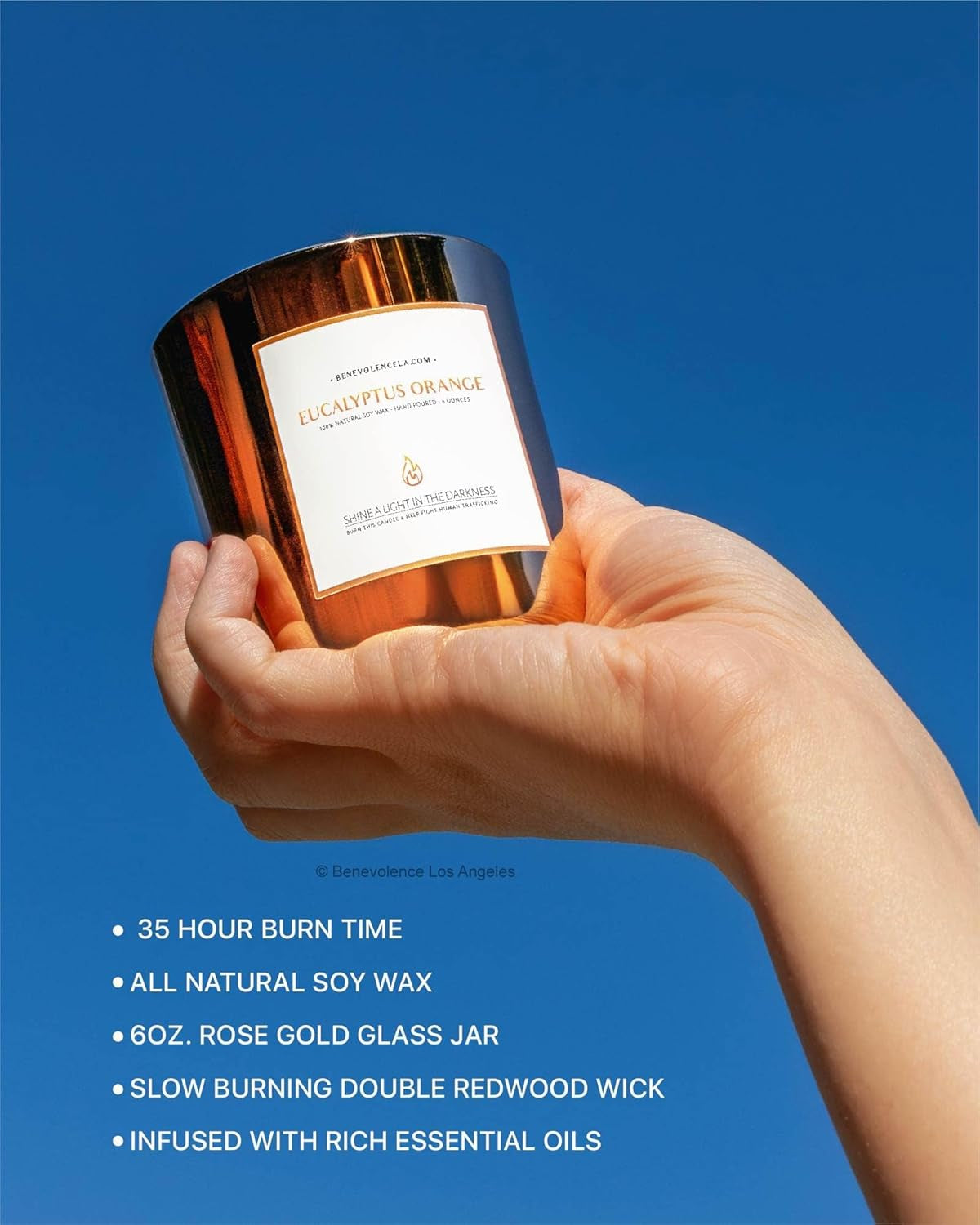 Eucalyptus Orange Wood Wick Candles | Soy Scented Candles for Home | Gifts for Women and Men | Home Fragrance | Aromatherapy | Shelf Decor, Bathroom Freshener | 8Oz, 45 Hour Burn