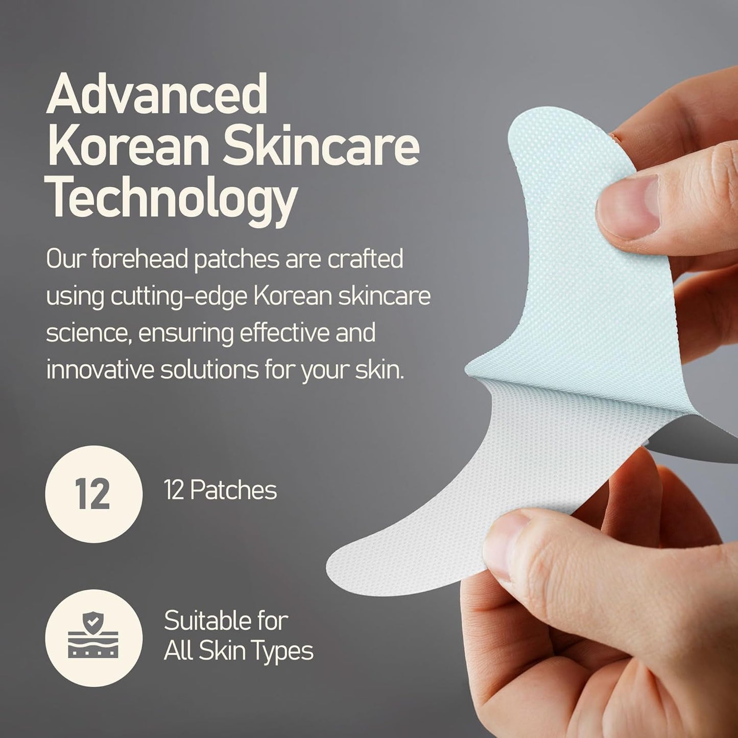 Forehead Wrinkle Patches 12Pcs - anti Wrinkle Patch with Marine Collagen and Hyaluronic Acid - Forehead Wrinkle Treatment - Skin Technology from Korea