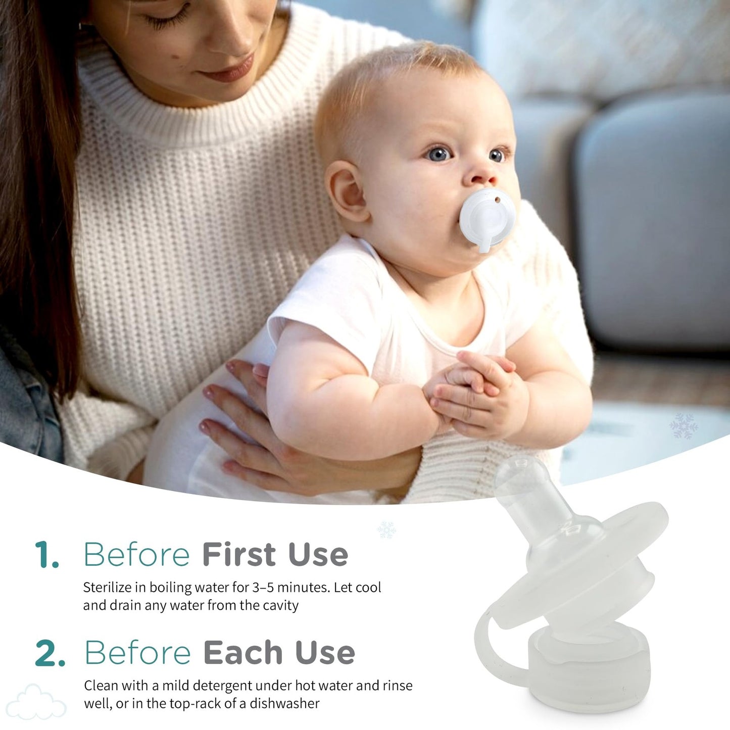 Freezable Pacifier for Baby Teething Relief - Safe Infant Teether with Coolin...