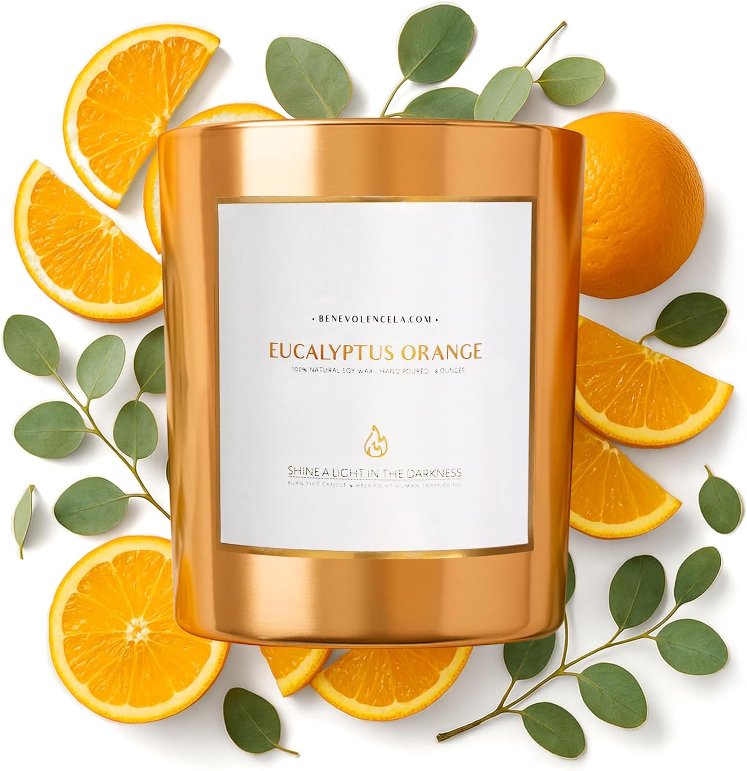 Eucalyptus Orange Wood Wick Candles | Soy Scented Candles for Home | Gifts for Women and Men | Home Fragrance | Aromatherapy | Shelf Decor, Bathroom Freshener | 8Oz, 45 Hour Burn